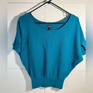 Express ladies xs short sleeve tasseled turquoise sweater top.